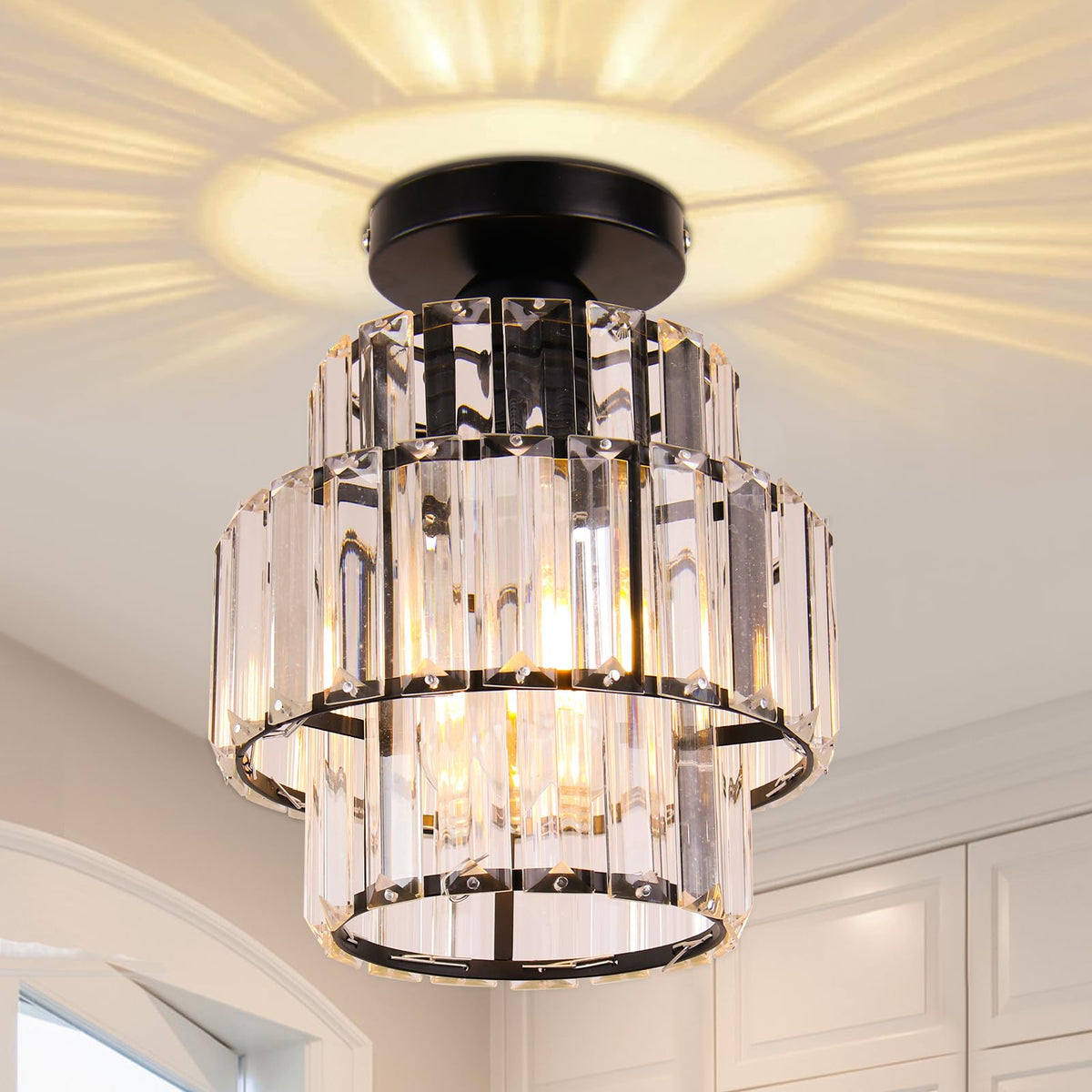 Luxury Glass Flush Mount Ceiling Light Fixture for Hallway Bedroom