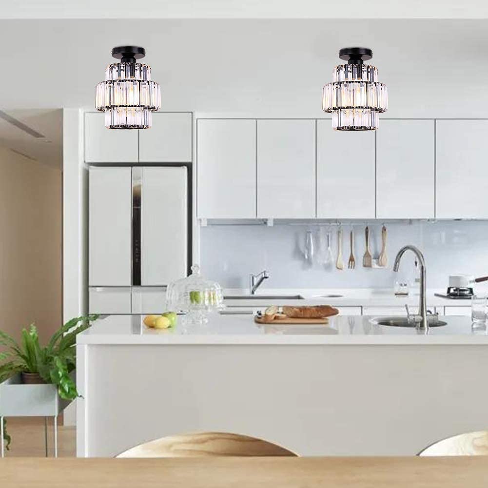 Luxury Glass Flush Mount Ceiling Light Fixture for Hallway Bedroom