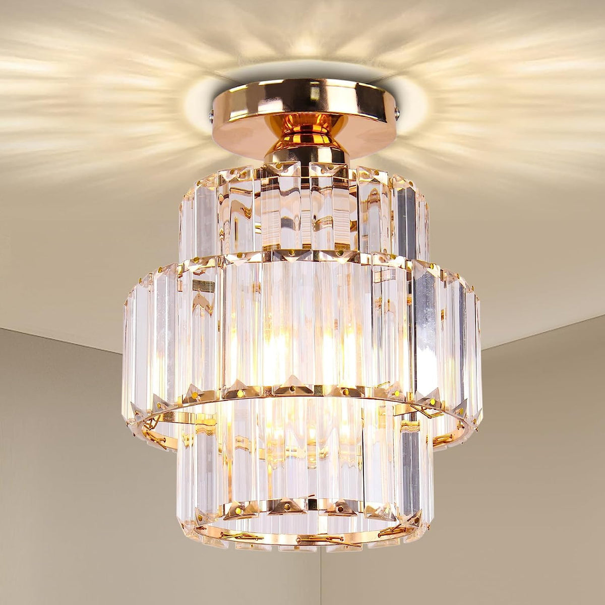 Luxury Glass Flush Mount Ceiling Light Fixture for Hallway Bedroom