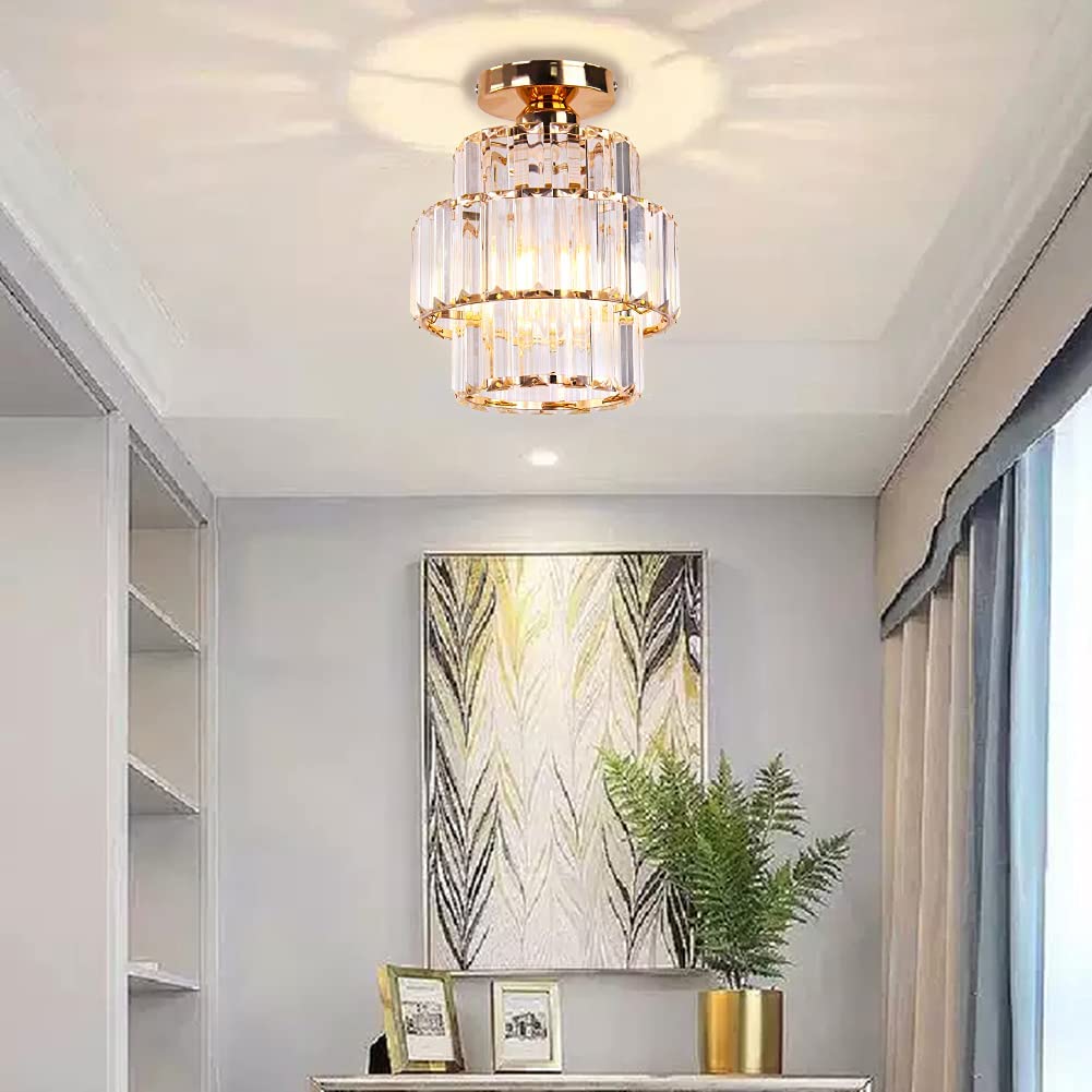 Luxury Glass Flush Mount Ceiling Light Fixture for Hallway Bedroom