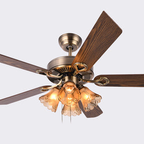 Vintage Wood Flower Shape Ceiling Fan With Lighting