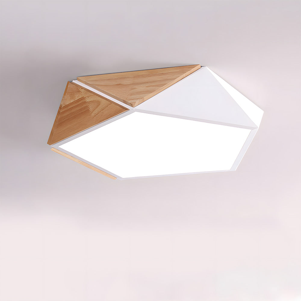 LED Dimmable Wooden Acrylic Geometric Flush Mount Ceiling Lights For Living Room