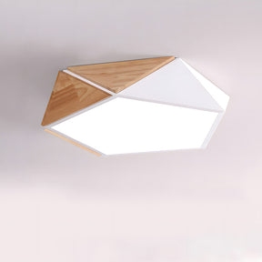 LED Dimmable Wooden Acrylic Geometric Flush Mount Ceiling Lights For Living Room