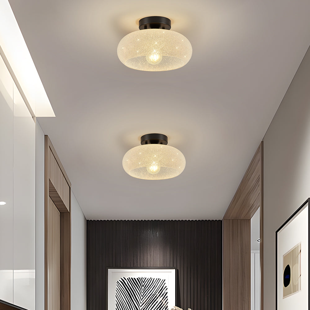 Modern Round Glass Living Room Semi Flush Ceiling Lights