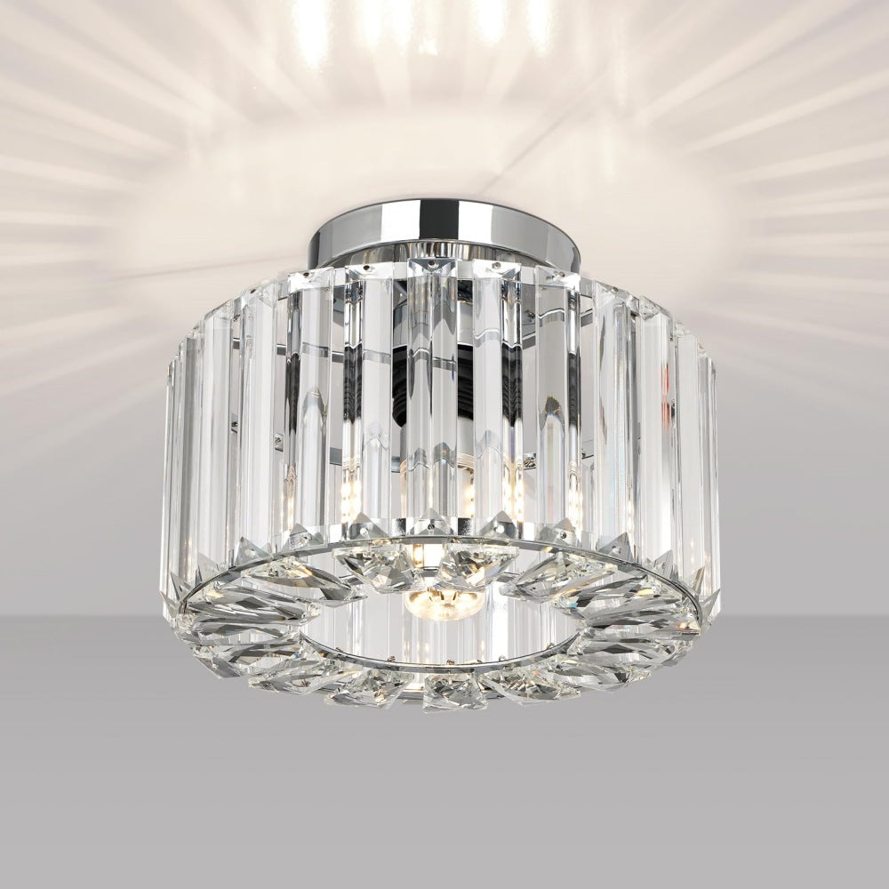 Modern Crystal Semi Flush Mount Hallway Ceiling Lamp