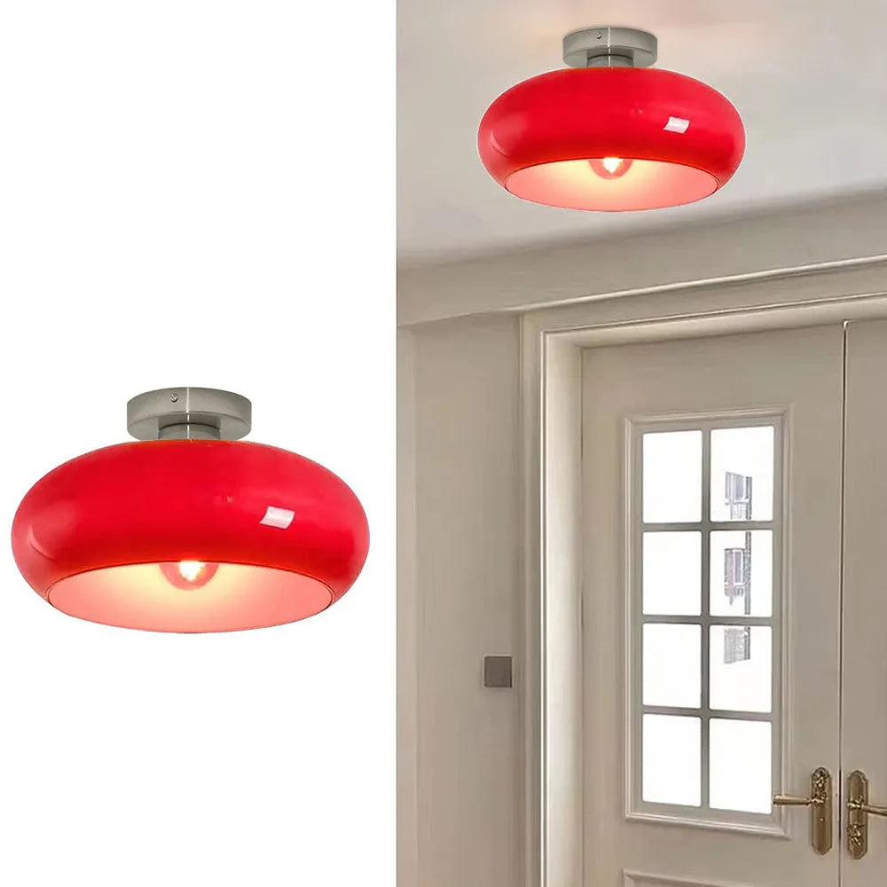 Retro Round Glass Living Room Ceiling Lights