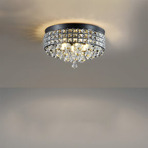 Modern Silver Crystal Flush Mount Ceiling Light for Dining Areas