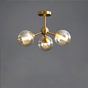 Amber Copper Glass Bubble Sputnik Pendant Light for Bedroom