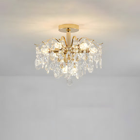 Semi-flush Iron Crystal Elegant Ceiling Lights for Living Room Bedroom