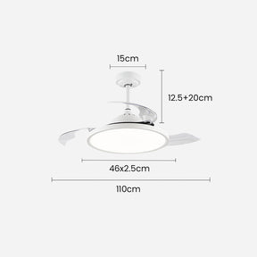 White Simple Design Flush Ceiling Fan With LED Lights