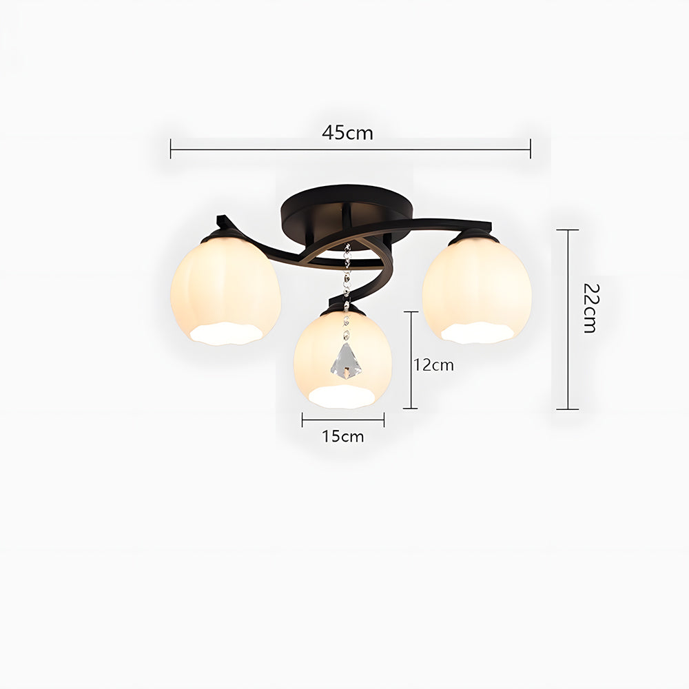 Contemporary Globe Glass Semi-Flush Mount Ceiling Light