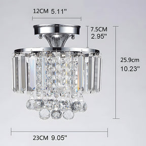 Modern Droplet Crystal Ball Semi Flush Mount Ceiling Lights for Closet Bedroom Hallway