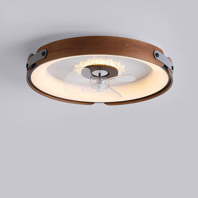 Wood Simple Round Ceiling Fan With LED Lighting