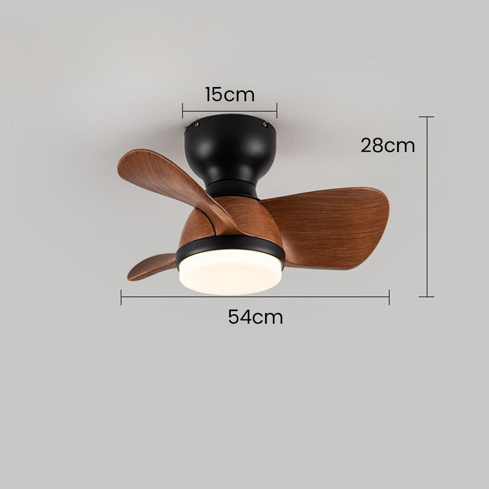 Wood Simple Stylish Bedroom Ceiling Fan With LED Light