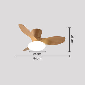 Natural Wood Simple Stylish Ceiling Fan With LED Light