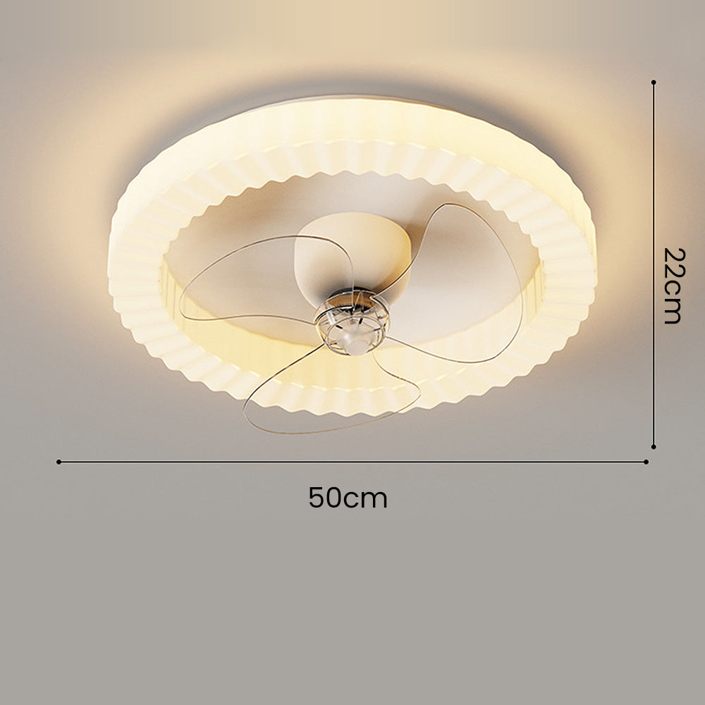 White Round Design Bedroom Ceiling Fan With LED Lighting