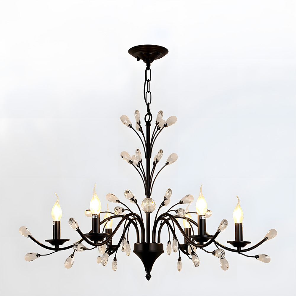 Modern Floral and Clear Glass Leaf Crystal Pendant Lights for Kitchen Island