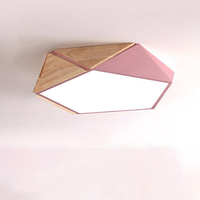 LED Dimmable Wooden Acrylic Geometric Flush Mount Ceiling Lights For Living Room