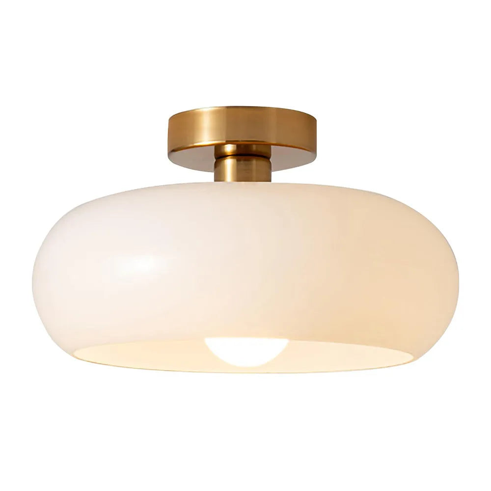 Retro Round Glass Living Room Semi Flush Ceiling Lights