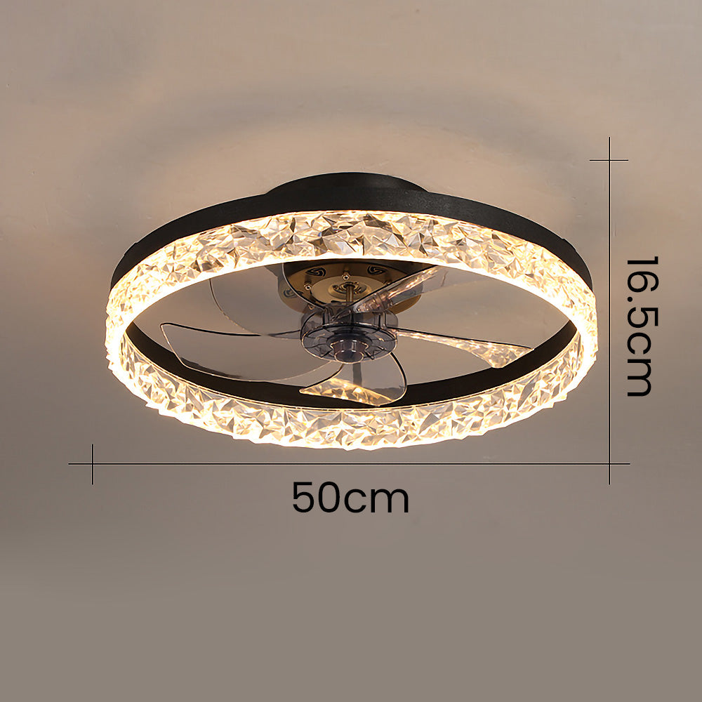 Modern Round Hardware Ceiling Fan With LED Light