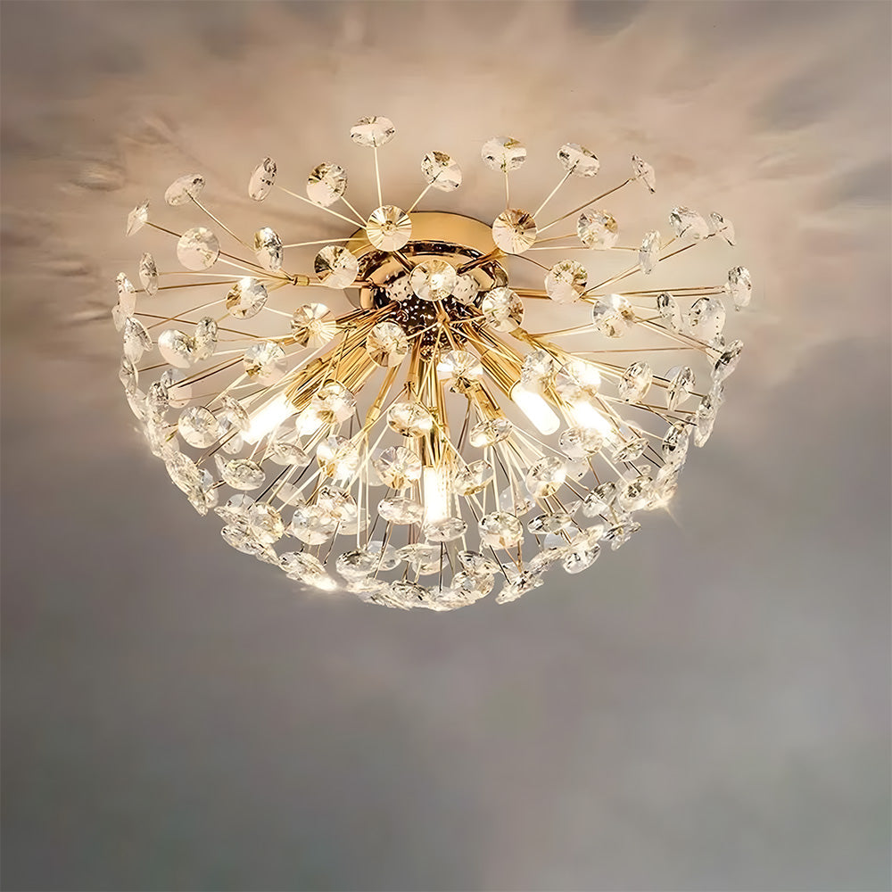 Elegant Gold Flush Mount Crystal Ceiling Lights for Living Room