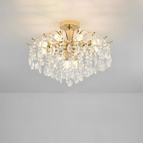 Semi-flush Iron Crystal Elegant Ceiling Lights for Living Room Bedroom