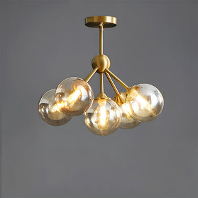 Amber Copper Glass Bubble Sputnik Pendant Light for Bedroom