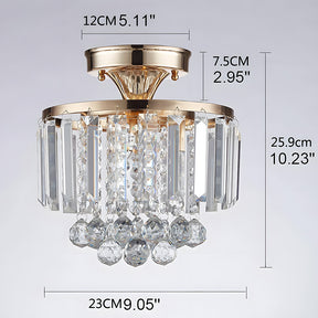 Modern Droplet Crystal Ball Semi Flush Mount Ceiling Lights for Closet Bedroom Hallway
