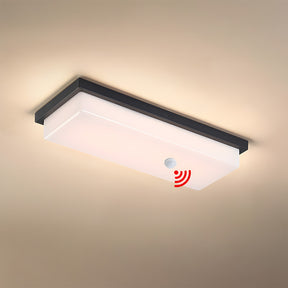 IP65 Rectangular Motion Sensor Aluminium PC Outdoor Ceiling Light for Entryway
