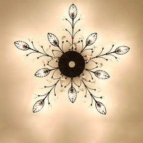 Semi-flush Crystal Flower and Leaves Ceiling lights for Living Room Bedroom