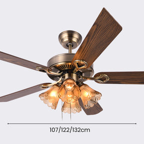 Vintage Wood Flower Shape Ceiling Fan With Lighting