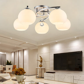 Modern Glass Ball Shade 3/5-Light Semi Flush Ceiling Lights for Living Room