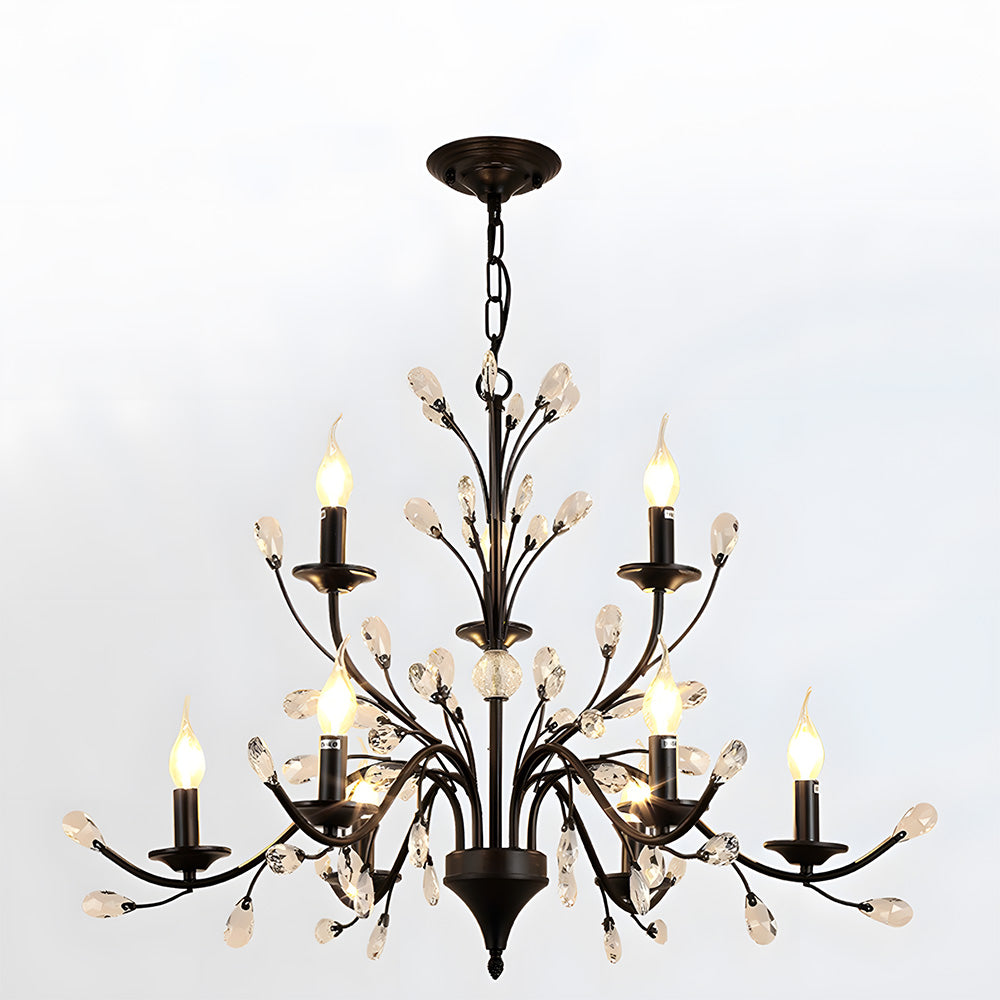 Modern Floral and Clear Glass Leaf Crystal Pendant Lights for Kitchen Island