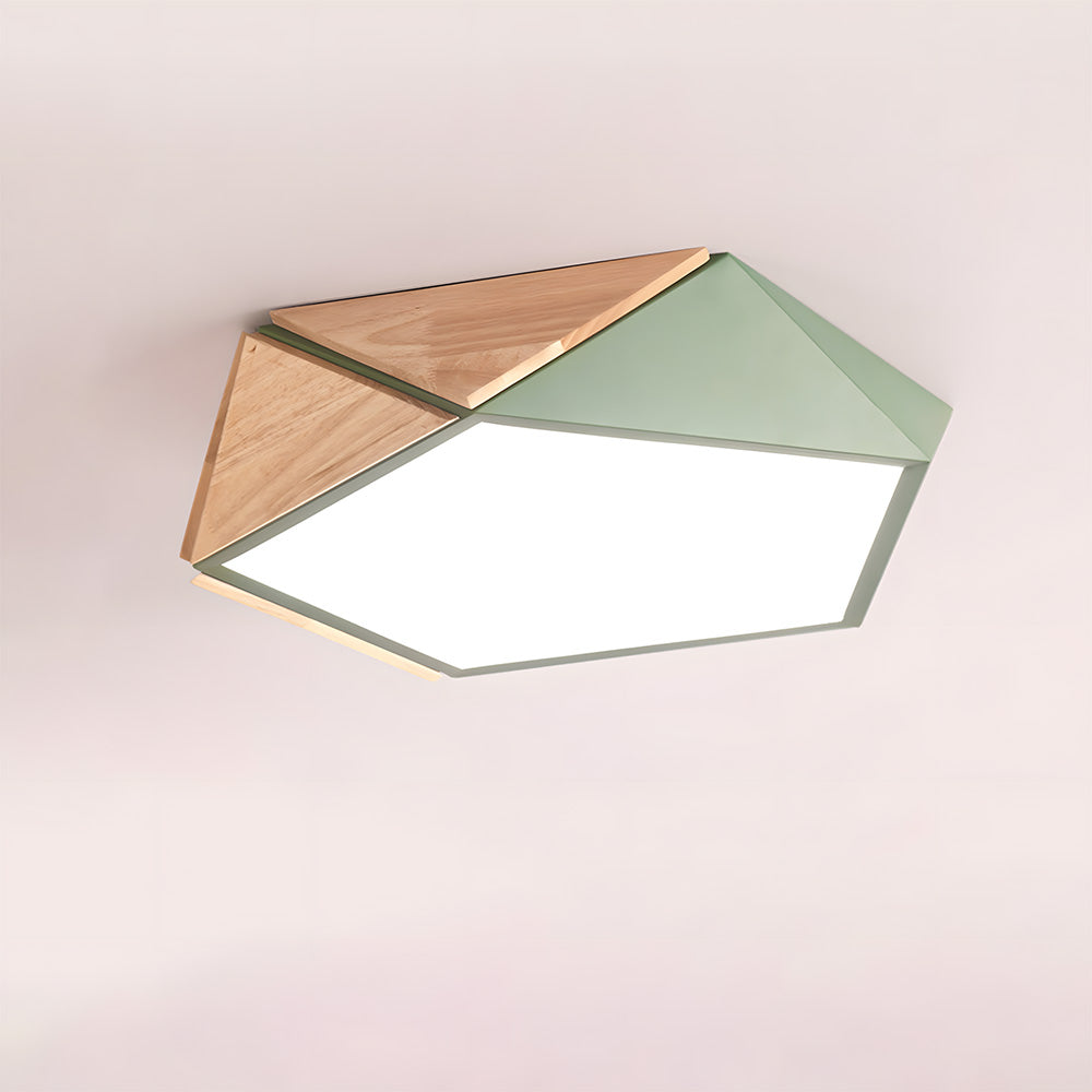 LED Dimmable Wooden Acrylic Geometric Flush Mount Ceiling Lights For Living Room
