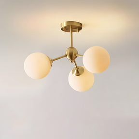 Amber Copper Glass Bubble Sputnik Pendant Light for Bedroom
