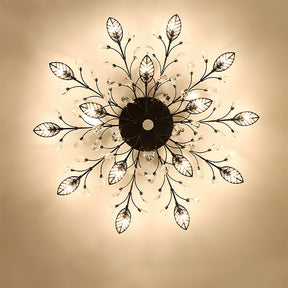 Semi-flush Crystal Flower and Leaves Ceiling lights for Living Room Bedroom