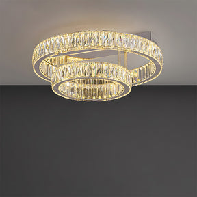 Modern Luxury Stainless Steel K9 Crystal Round Ceiling Lights for Living Room