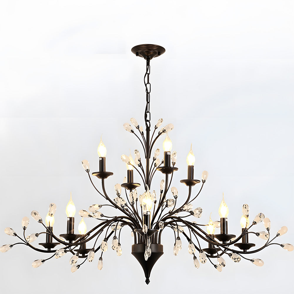 Modern Floral and Clear Glass Leaf Crystal Pendant Lights for Kitchen Island