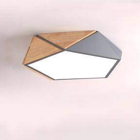 LED Dimmable Wooden Acrylic Geometric Flush Mount Ceiling Lights For Living Room