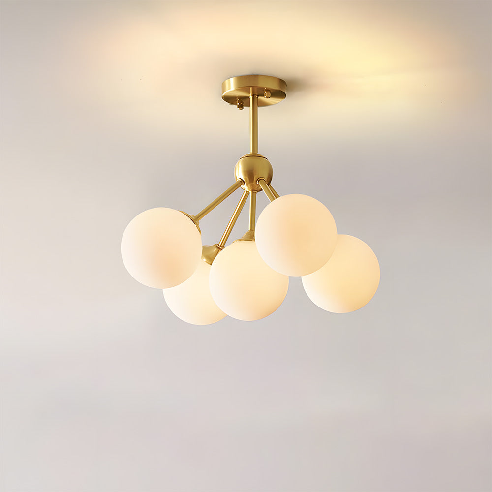 Amber Copper Glass Bubble Sputnik Pendant Light for Bedroom