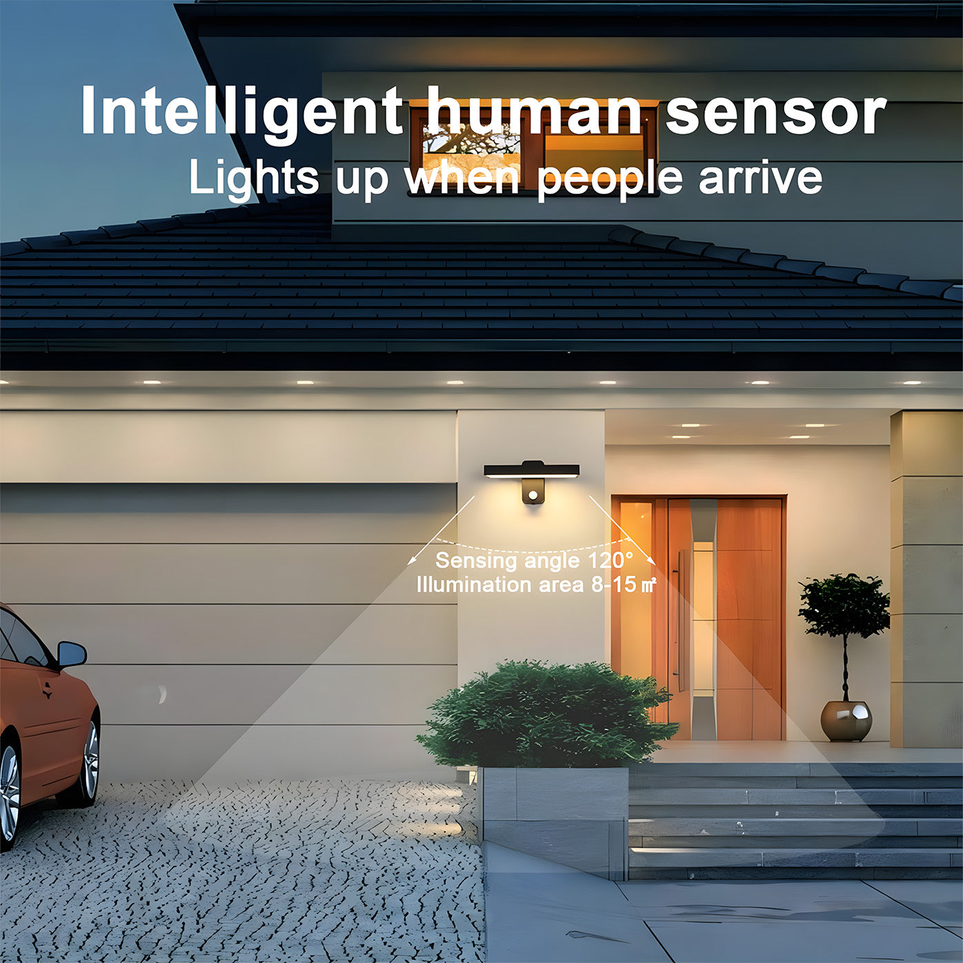 Stylish LED IP65 Motion Sensor Aluminium Porch Wall Lights