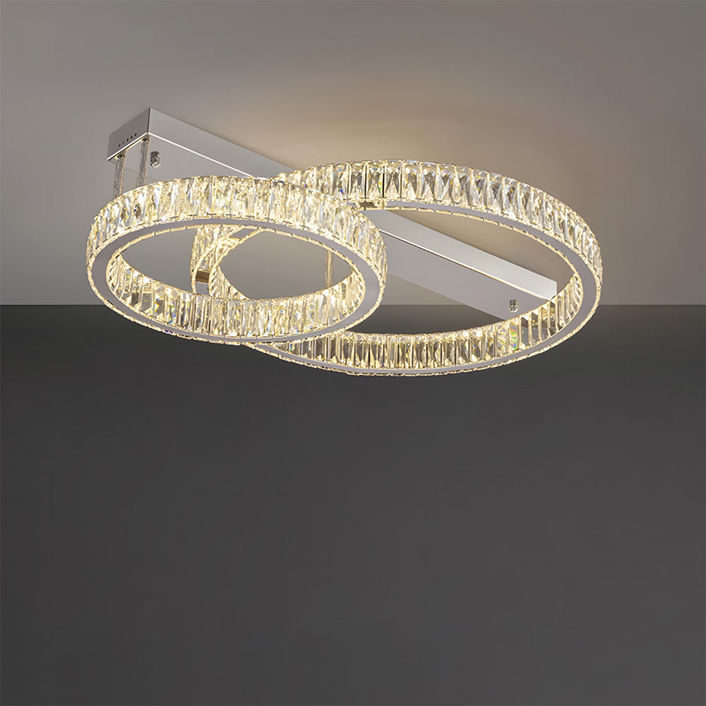 Modern Luxury Stainless Steel K9 Crystal Round Ceiling Lights for Living Room