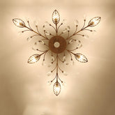 Semi-flush Crystal Flower and Leaves Ceiling lights for Living Room Bedroom
