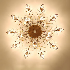 Semi-flush Crystal Flower and Leaves Ceiling lights for Living Room Bedroom
