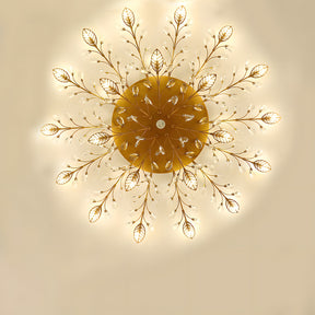 Semi-flush Crystal Flower and Leaves Ceiling lights for Living Room Bedroom