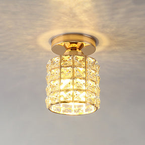 Contemporary Gold Round Glass Semi-Flush Hallway Light Fixture