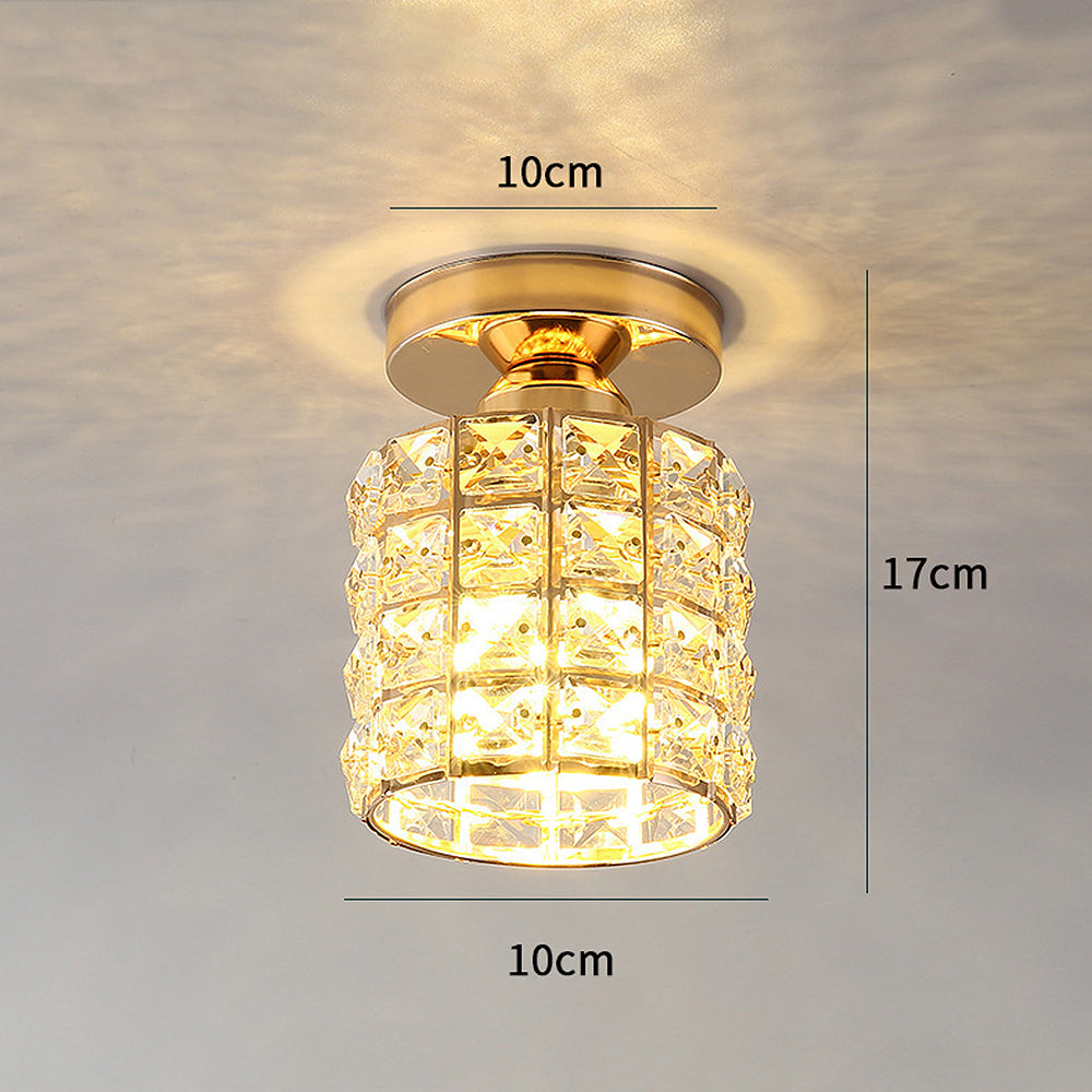 Contemporary Gold Round Glass Semi-Flush Hallway Light Fixture