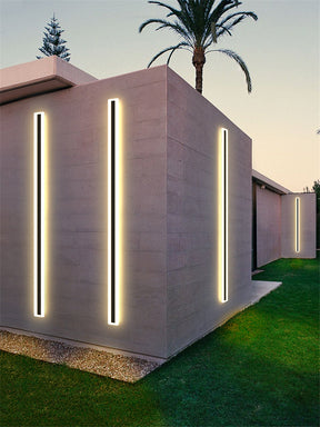 Set of 2 Modern IP65 Slim Black LED Outdoor Strip Wall Light