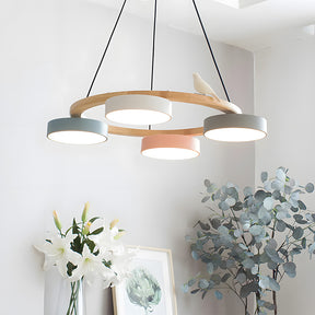 Modern Wood Bird Pendant Lights Creative LED Chandelier for Living Room, Dinning Area