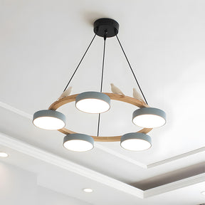 Modern Wood Bird Pendant Lights Creative LED Chandelier for Living Room, Dinning Area